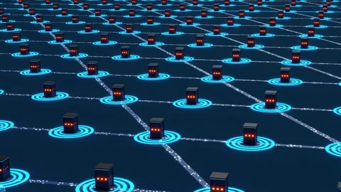 Data streams between connected network server, abstract model. Stock Footage 295778257