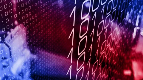 Data streams in motion exploring the dynamic movement of binary code patterns. Stock Footage 246743905