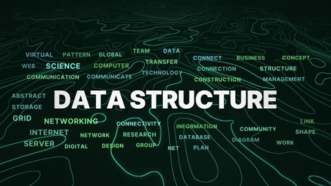 Data structure animated topography word cloud, text design animation, seamless Stock Footage 347578376