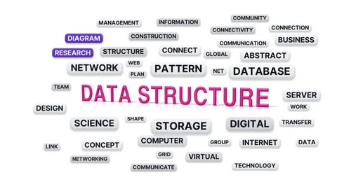 Data structure animated word cloud, 3d flip animation, seamless loop Stock Footage 347000470