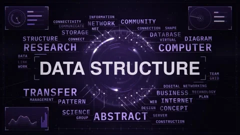 Data structure animated word cloud HUD, text design animation, seamless loop Stock Footage 347776067