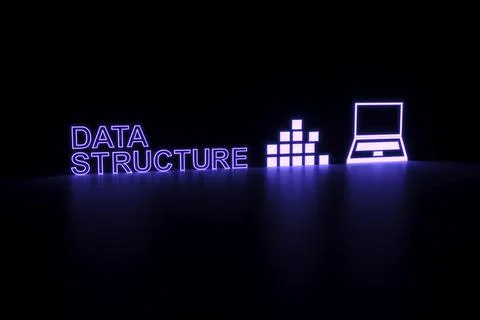 DATA STRUCTURE neon concept self illumination background 3D illustration Stock Illustration