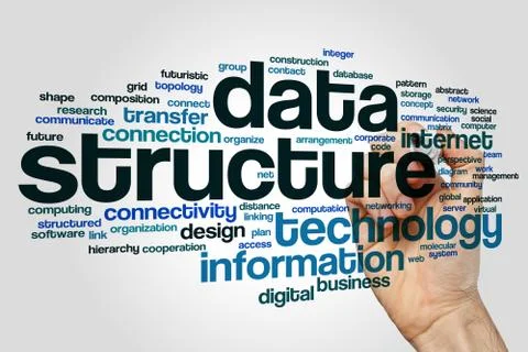 Data structure word cloud concept on grey background Stock Photos