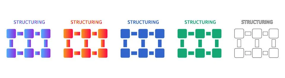 Data Structuring and Network Grid Icon Set Stock Illustration