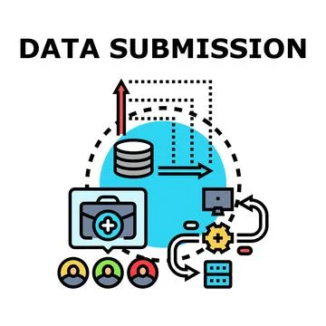 Data submission process, transmitting information, processing documents Stock Illustration