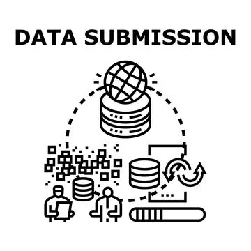 Data submission process with users managing digital information Stock Illustration