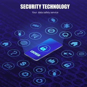 Data sucurity service blue background Stock Illustration