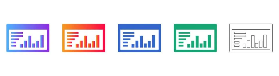 Data Summary Report Icon Set 库存插图