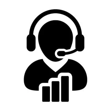 Data support icon vector male customer data service person profile avatar wit Stock Illustration