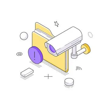 Data Surveillance And Confidential File Security Isometric Vector Illustrat.. Stock-Illustration