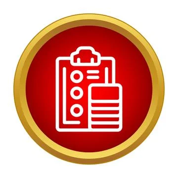 Data survey report checklist icon on red background Stock Illustration
