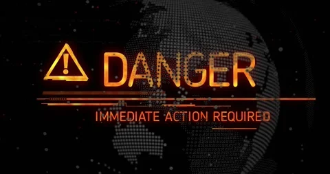 Data sweep initiating alert, triangular warning icon assembling on security 動画素材 333965397