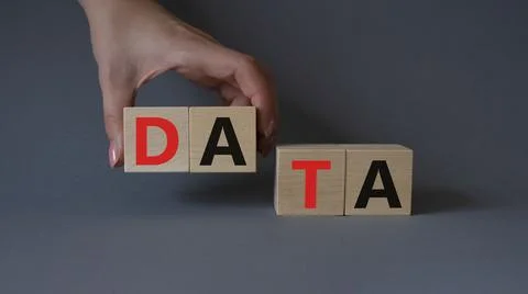 Data symbol. Concept word Data on wooden cubes. Businessman hand. Beautiful.. Foto stock