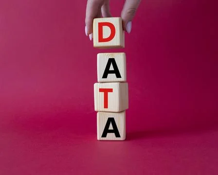 Data symbol. Concept word Data on wooden cubes. Businessman hand. Beautiful.. Foto stock