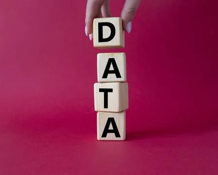 Data symbol. Concept word Data on wooden cubes. Businessman hand. Beautiful.. Foto stock
