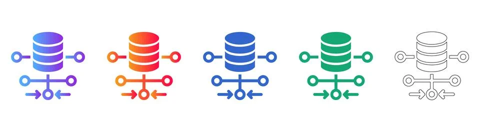 Data Sync and Network Integration Icons Stock Illustration