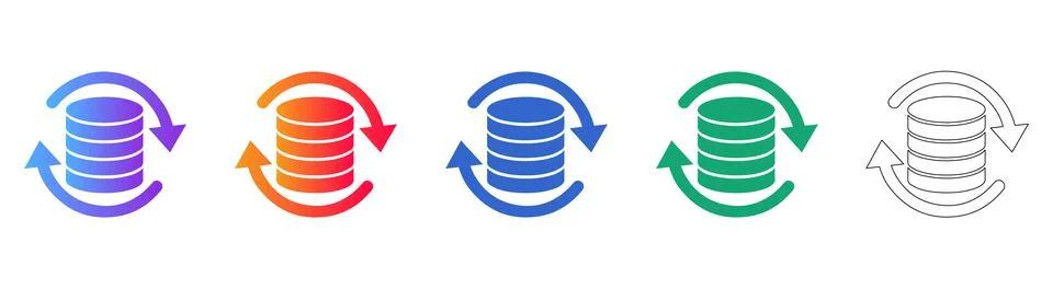 Data Sync and Refresh Icon Collection Stock Illustration