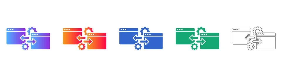 Data Sync and Transfer Process Icons Illustrazione stock