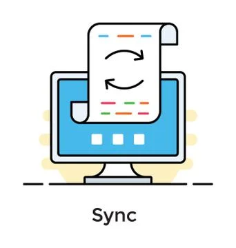 Data sync icon in flat design. Illustrazione stock