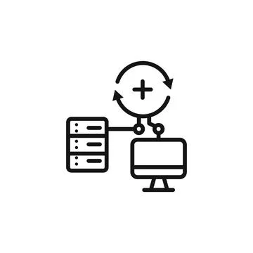Data Sync icon logo sign vector outline Stock Illustration