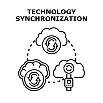 Data synchronization and cloud computing technology concept Stockillustratie
