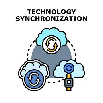 Data synchronization and cloud computing technology concept Stockillustratie