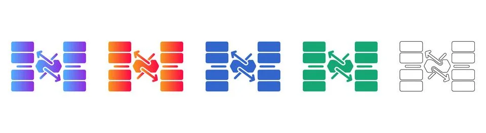 Data Synchronization and Exchange Icons 스톡 일러스트