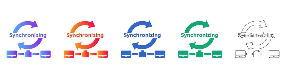 Data Synchronization and Network Icons Illustration