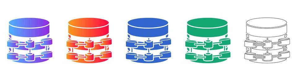 Data Synchronization and Network Node Icons 스톡 일러스트
