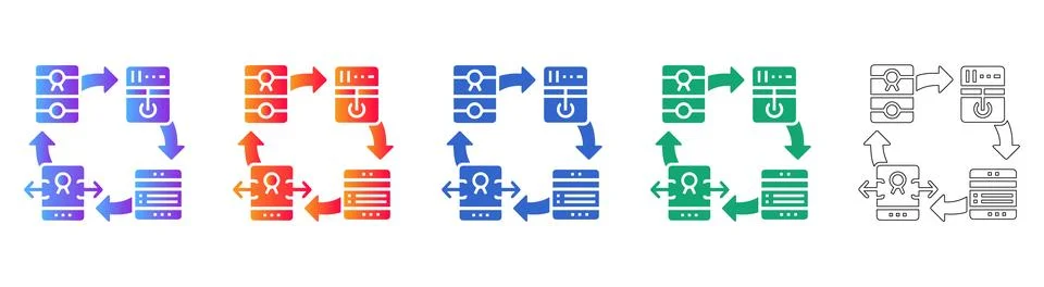 Data Synchronization and Server Transfer Icons Stockillustratie