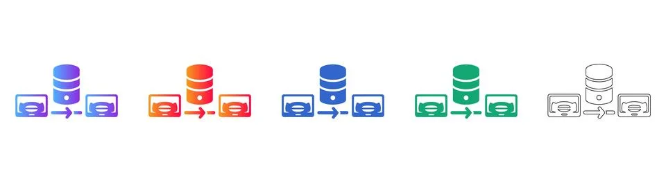 Data Synchronization and Transfer Icons Stock Illustration