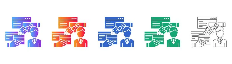 Data Synchronization and User Collaboration Icon Set Illustration