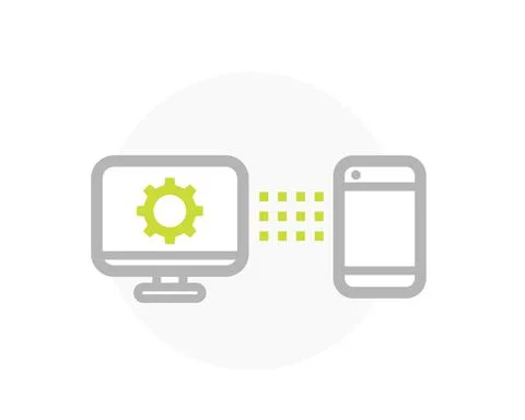 Data synchronization between computer and smartphone Stock Illustration