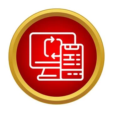 Data synchronization between computer monitor and mobile phone Stock Illustration