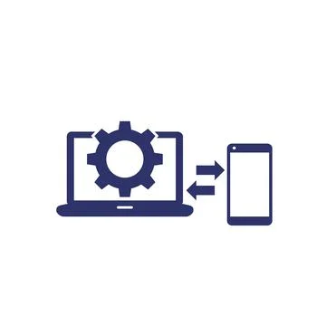Data synchronization between laptop and smart phone icon Stock Illustration