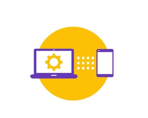Data synchronization between laptop and smartphone Illustrazione stock