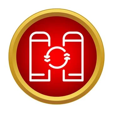 Data synchronization between two devices icon in red circle Illustrazione stock
