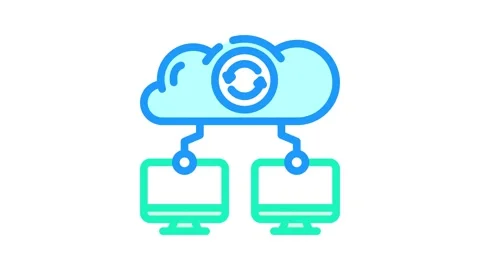 Data synchronization cloud computing color icon animation Stock Footage 327260016