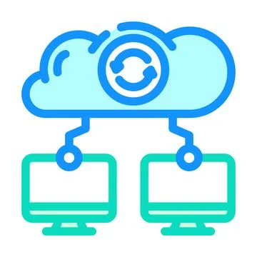 Data synchronization cloud computing color icon vector illustration Illustrazione stock