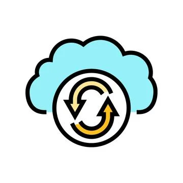 Data synchronization cloud computing color icon vector illustration Stock Illustration