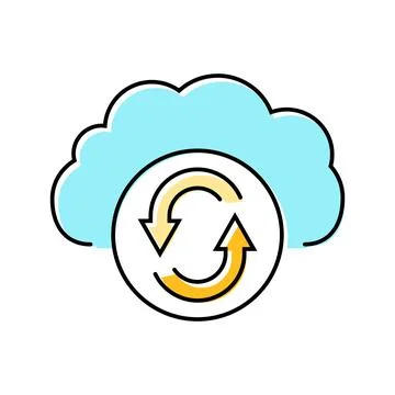 Data synchronization cloud computing color icon vector illustration Stock Illustration