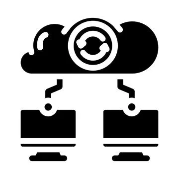 Data synchronization cloud computing glyph icon vector illustration Stock Illustration