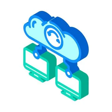 Data synchronization cloud computing isometric icon vector illustration Stock Illustration