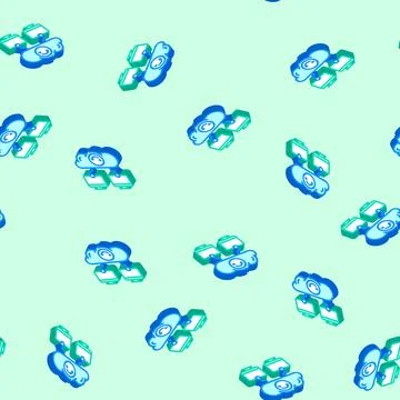 Data synchronization cloud computing isometric icon seamless pattern Stock Illustration