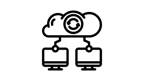 Data synchronization cloud computing line icon animation Stock Footage 326752005