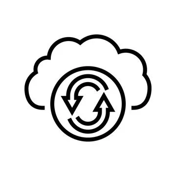 Data synchronization cloud computing line icon vector illustration Stock Illustration
