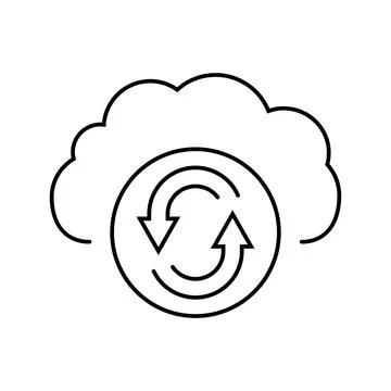 Data synchronization cloud computing line icon vector illustration Stock Illustration