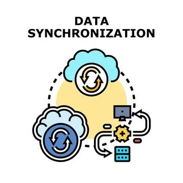Data synchronization concept with cloud computing network Stock Illustration