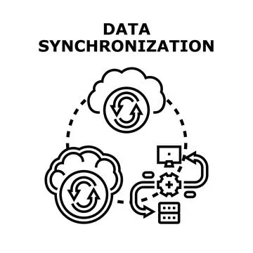 Data synchronization concept with cloud computing network Stock Illustration