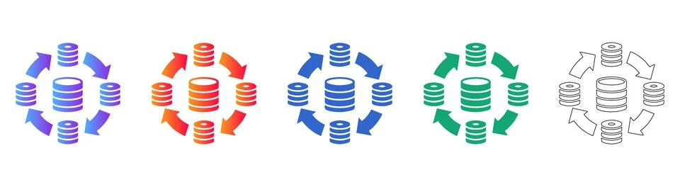 Data Synchronization Concept Icon Set Stock Illustration